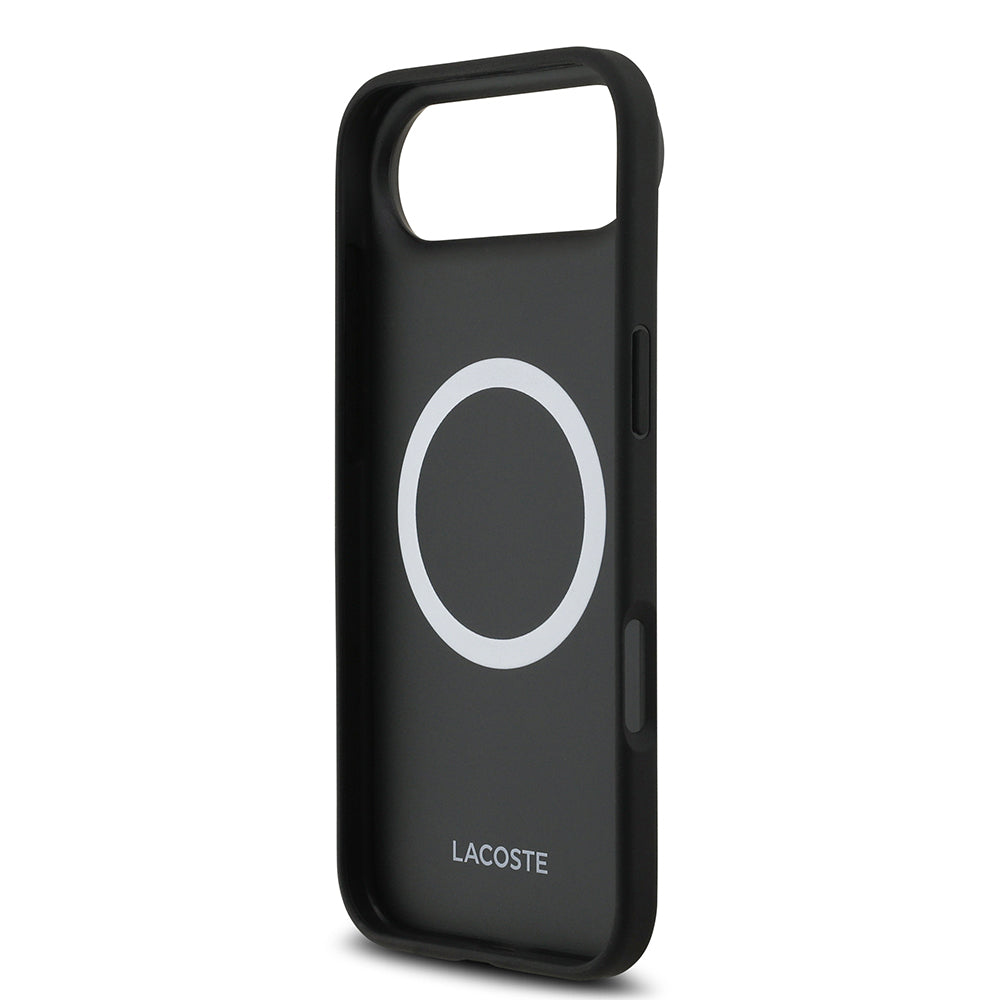 Apple iPhone 17 Air Kılıf Lacoste Orjinal Lisanslı M-safe Şarj Özellikli PU Deri Tasarımlı Kartlıklı Karışık Monogram Desenli Kapak