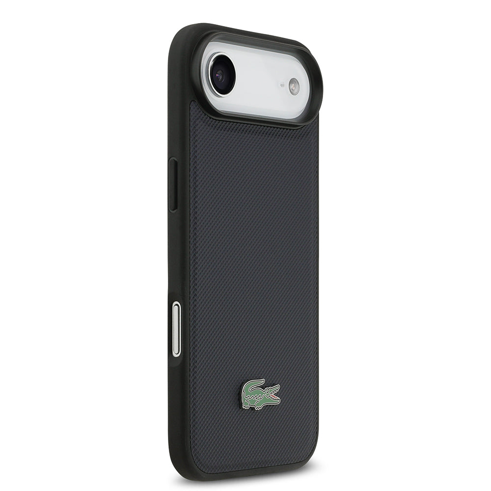 Apple iPhone 17 Air Kılıf Lacoste Orjinal Lisanslı M-safe Şarj Özellikli PU Pike Desenli Metal Logolu Kartlıklı Kapak