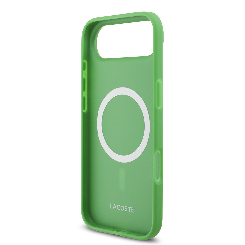 Apple iPhone 17 Air Kılıf Lacoste Orjinal Lisanslı M-safe Şarj Özellikli PU Pike Desenli Metal Logolu Kartlıklı Kapak