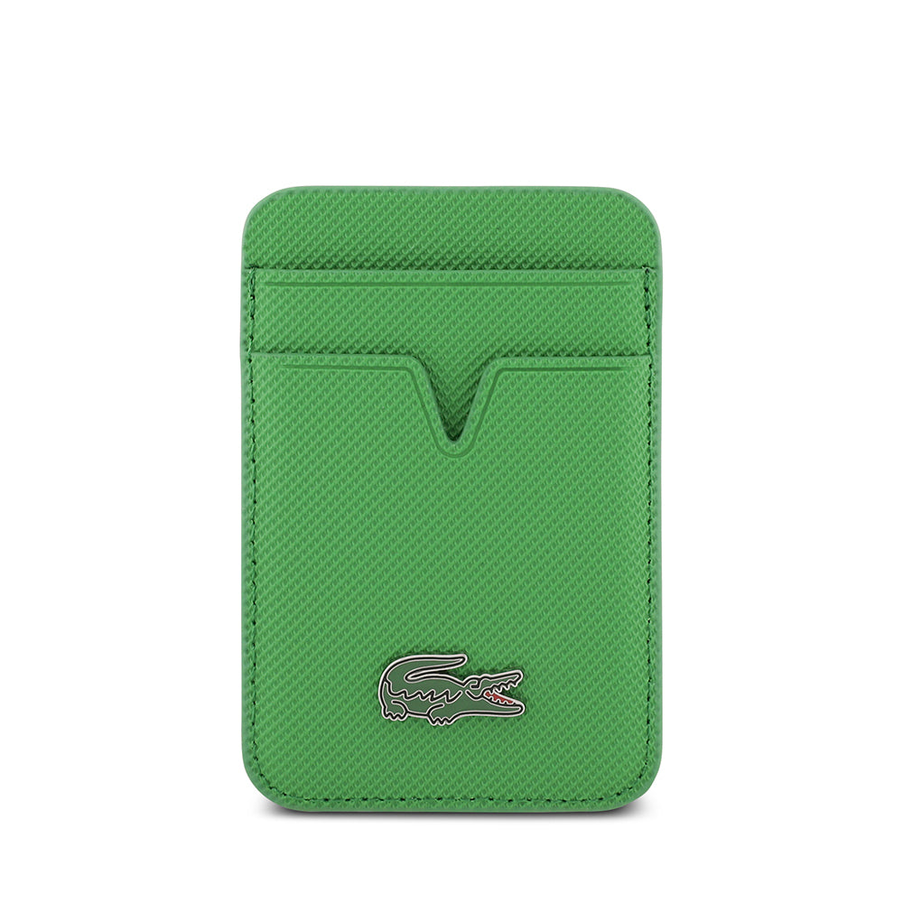 Apple iPhone 17 Air Kılıf Lacoste Orjinal Lisanslı M-safe Şarj Özellikli PU Pike Desenli Metal Logolu Kartlıklı Kapak