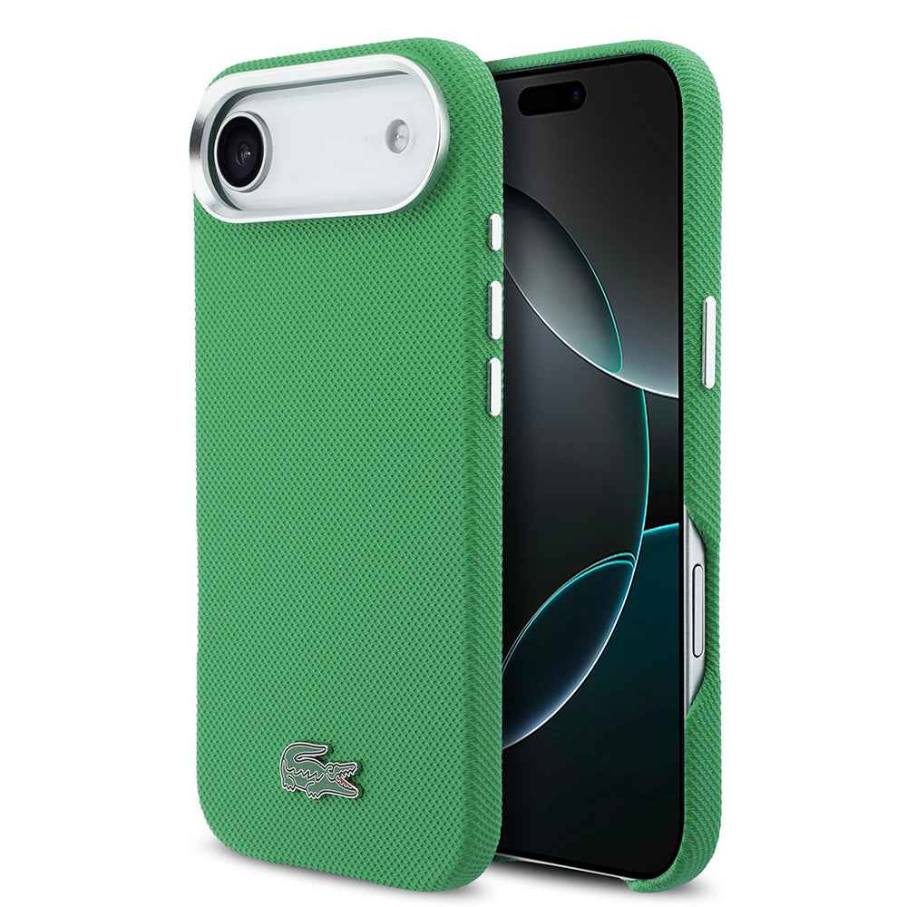 Apple iPhone 17 Air Kılıf Lacoste Orjinal Lisanslı M-Safe Şarj Özellikli PVC Pike Desenli Arka Yüzey İkonik Timsah Dokuma Logolu Kapak