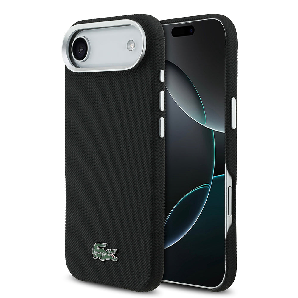 Apple iPhone 17 Air Kılıf Lacoste Orjinal Lisanslı M-Safe Şarj Özellikli PVC Pike Desenli Arka Yüzey İkonik Timsah Dokuma Logolu Kapak