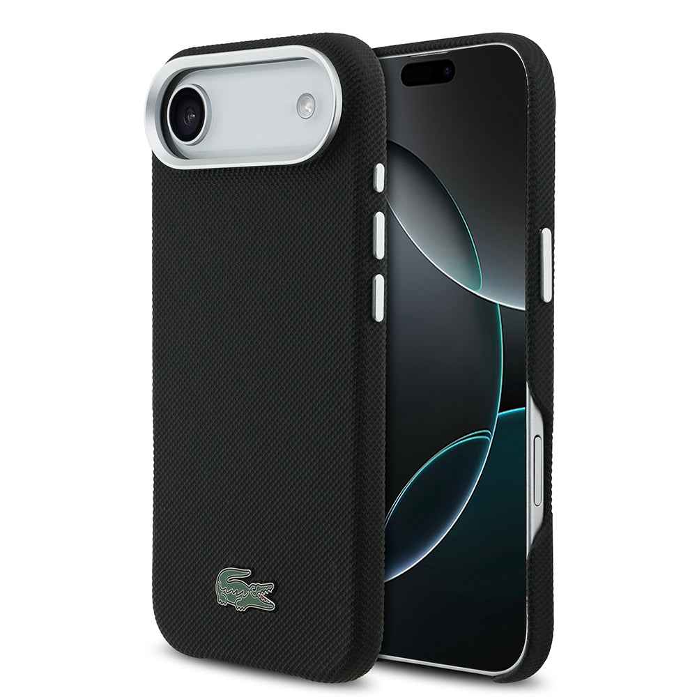 Apple iPhone 17 Air Kılıf Lacoste Orjinal Lisanslı M-Safe Şarj Özellikli PVC Pike Desenli Arka Yüzey İkonik Timsah Dokuma Logolu Kapak