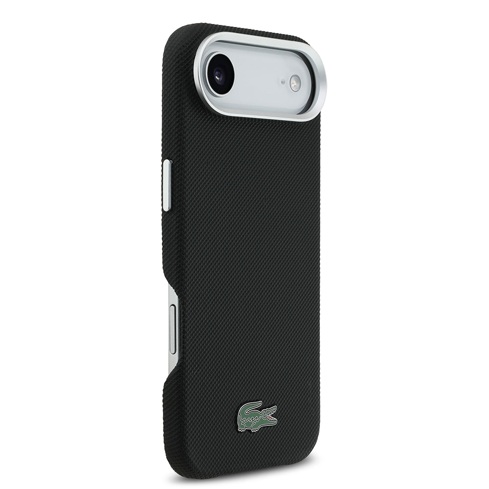 Apple iPhone 17 Air Kılıf Lacoste Orjinal Lisanslı M-Safe Şarj Özellikli PVC Pike Desenli Arka Yüzey İkonik Timsah Dokuma Logolu Kapak