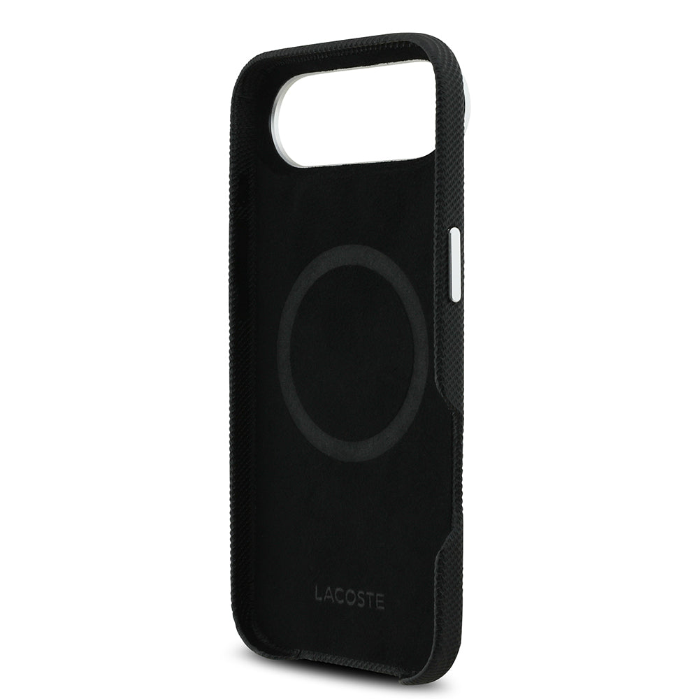 Apple iPhone 17 Air Kılıf Lacoste Orjinal Lisanslı M-Safe Şarj Özellikli PVC Pike Desenli Arka Yüzey İkonik Timsah Dokuma Logolu Kapak