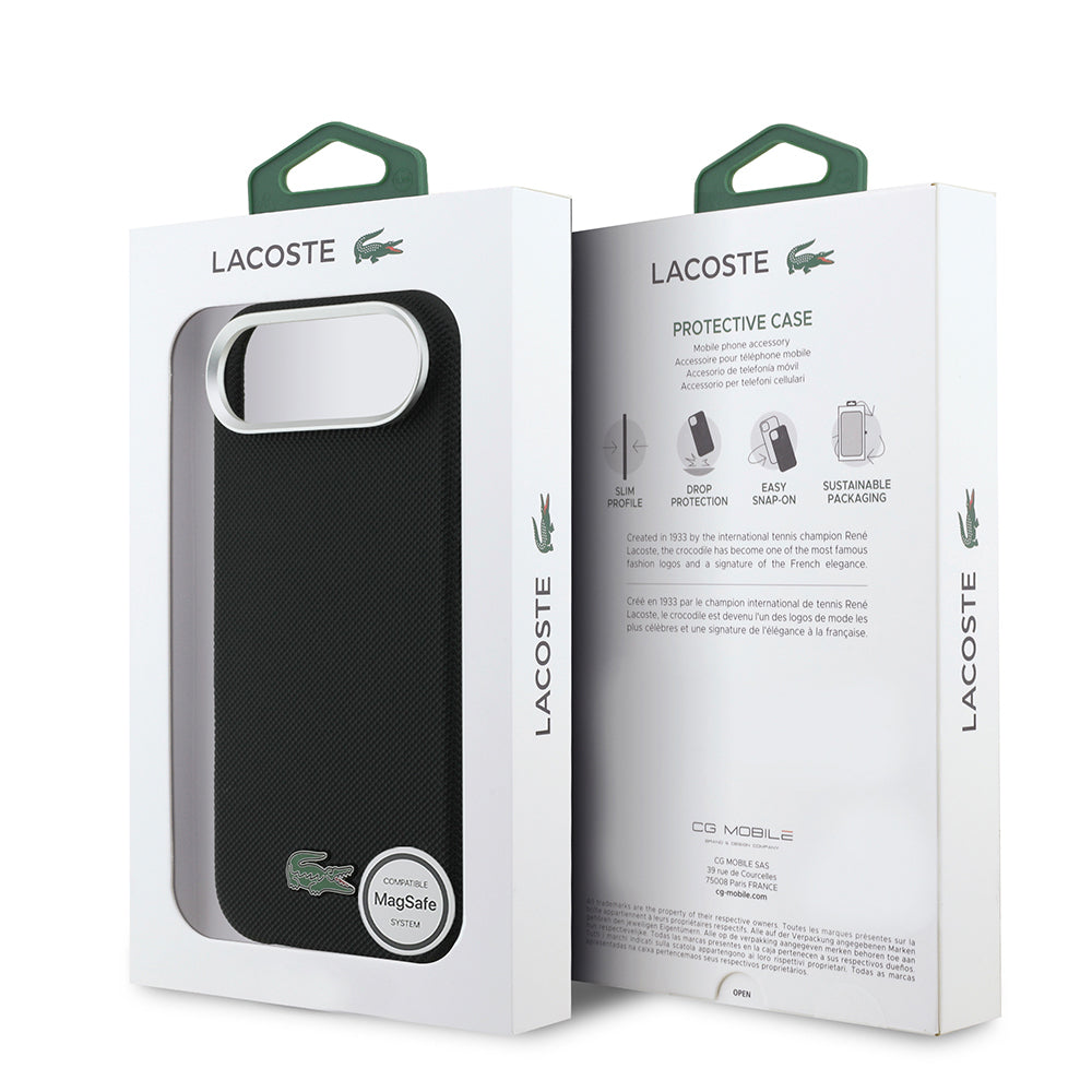 Apple iPhone 17 Air Kılıf Lacoste Orjinal Lisanslı M-Safe Şarj Özellikli PVC Pike Desenli Arka Yüzey İkonik Timsah Dokuma Logolu Kapak