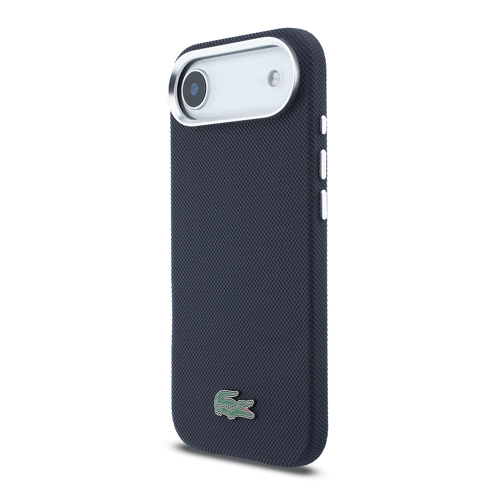 Apple iPhone 17 Air Kılıf Lacoste Orjinal Lisanslı M-Safe Şarj Özellikli PVC Pike Desenli Arka Yüzey İkonik Timsah Dokuma Logolu Kapak