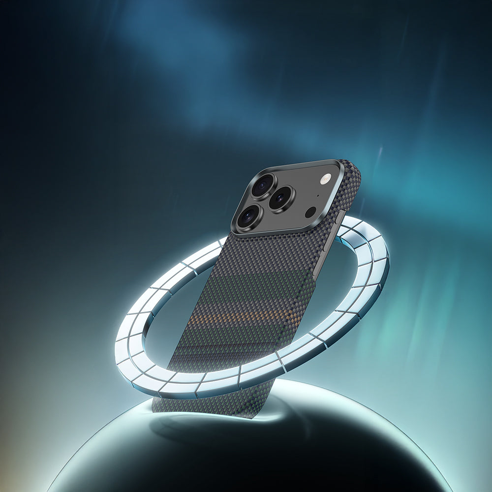 Apple iPhone 17 Air Kılıf M-safe Şarj Özellikli Karbon Fiber Tasarımlı Benks Aurora ArmorAir Kevlar Kapak