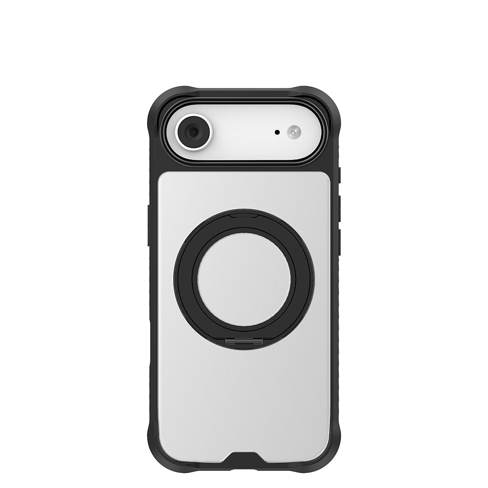 Apple iPhone 17 Air Kılıf M-safe Şarj Özellikli Parmak Ring Standlı Airbag Tasarımlı Mutural Obsidian Serisi Kapak