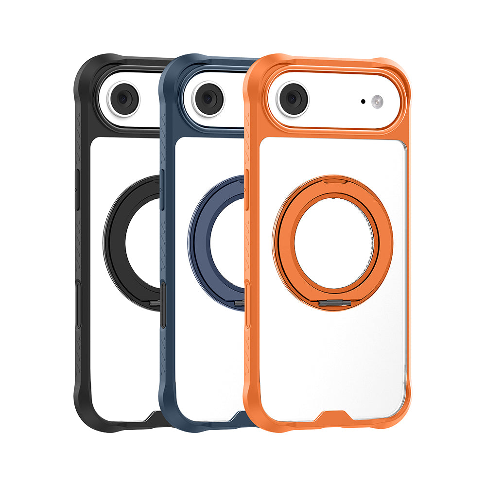 Apple iPhone 17 Air Kılıf M-safe Şarj Özellikli Parmak Ring Standlı Airbag Tasarımlı Mutural Obsidian Serisi Kapak