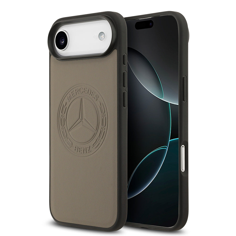 Apple iPhone 17 Air Kılıf Mercedes Benz Orjinal Lisanslı M-safe Şarj Özellikli Hakiki Deri Nostaljik Yıldız Dizayn Kapak