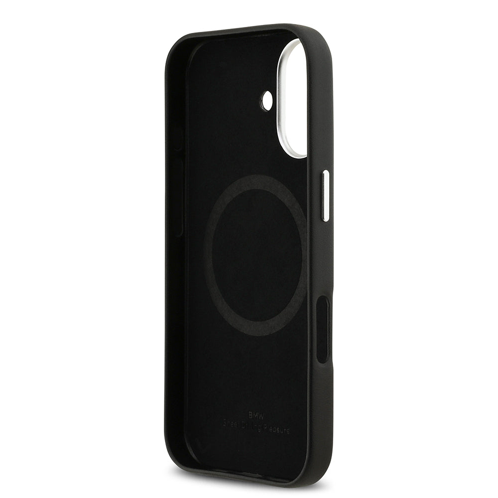 Apple iPhone 17 Kılıf BMW Orjinal Lisanslı M-safe Şarj Özellikli Metal Logolu Tam Kaplama Deri Kapak