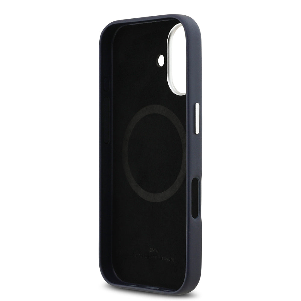 Apple iPhone 17 Kılıf BMW Orjinal Lisanslı M-safe Şarj Özellikli Metal Logolu Tam Kaplama Deri Kapak