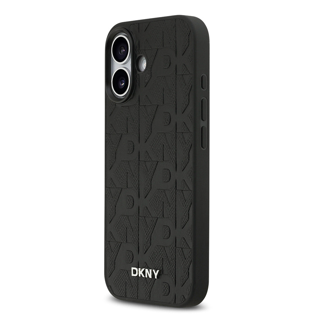Apple iPhone 17 Kılıf DKNY Orjinal Lisanslı M-safe Şarj Özellikli 3D Yazılı Grid Pattern Kapak