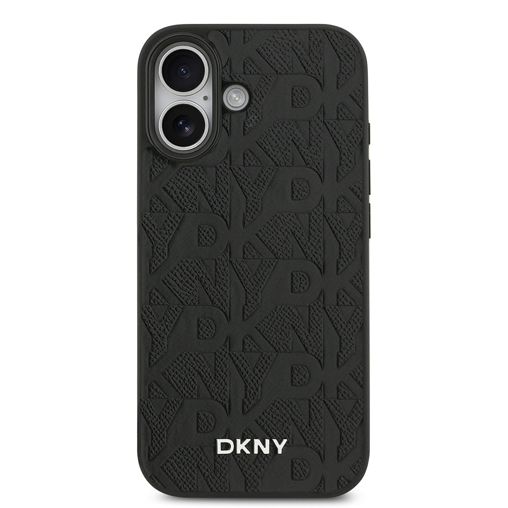 Apple iPhone 17 Kılıf DKNY Orjinal Lisanslı M-safe Şarj Özellikli 3D Yazılı Grid Pattern Kapak
