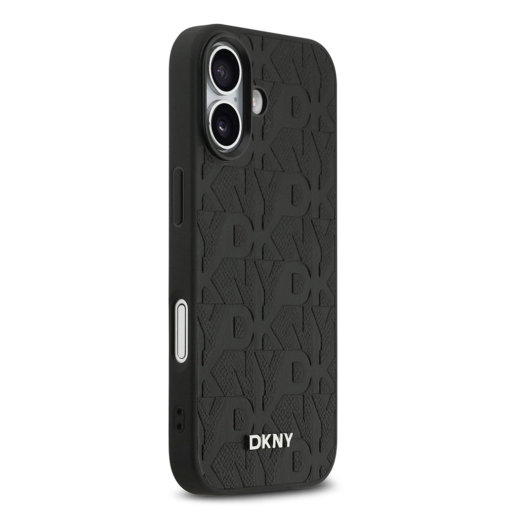 Apple iPhone 17 Kılıf DKNY Orjinal Lisanslı M-safe Şarj Özellikli 3D Yazılı Grid Pattern Kapak