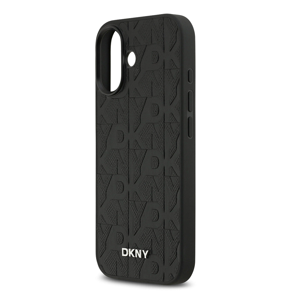 Apple iPhone 17 Kılıf DKNY Orjinal Lisanslı M-safe Şarj Özellikli 3D Yazılı Grid Pattern Kapak