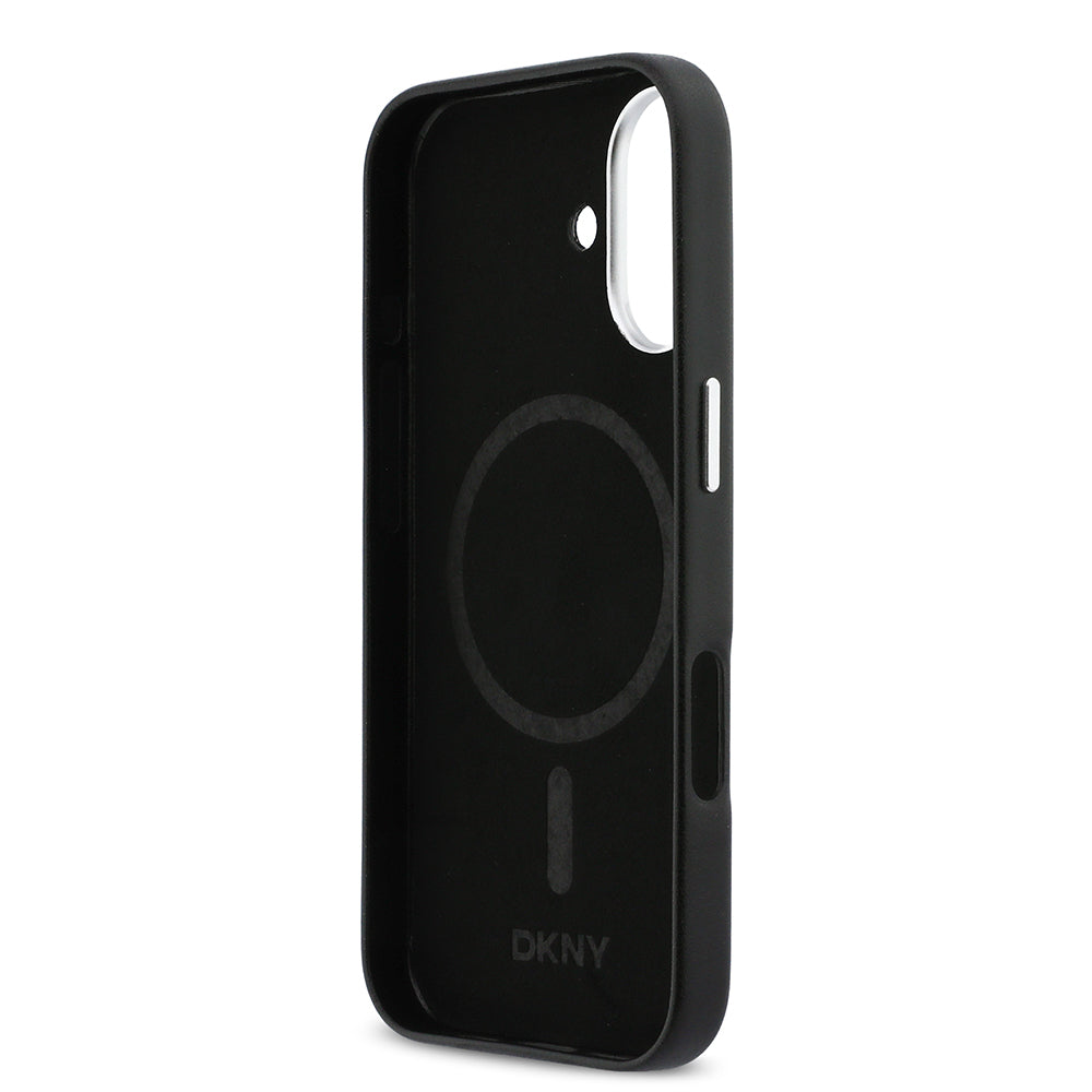 Apple iPhone 17 Kılıf DKNY Orjinal Lisanslı M-safe Şarj Özellikli PU Büyük Dikey Logolu Kapak