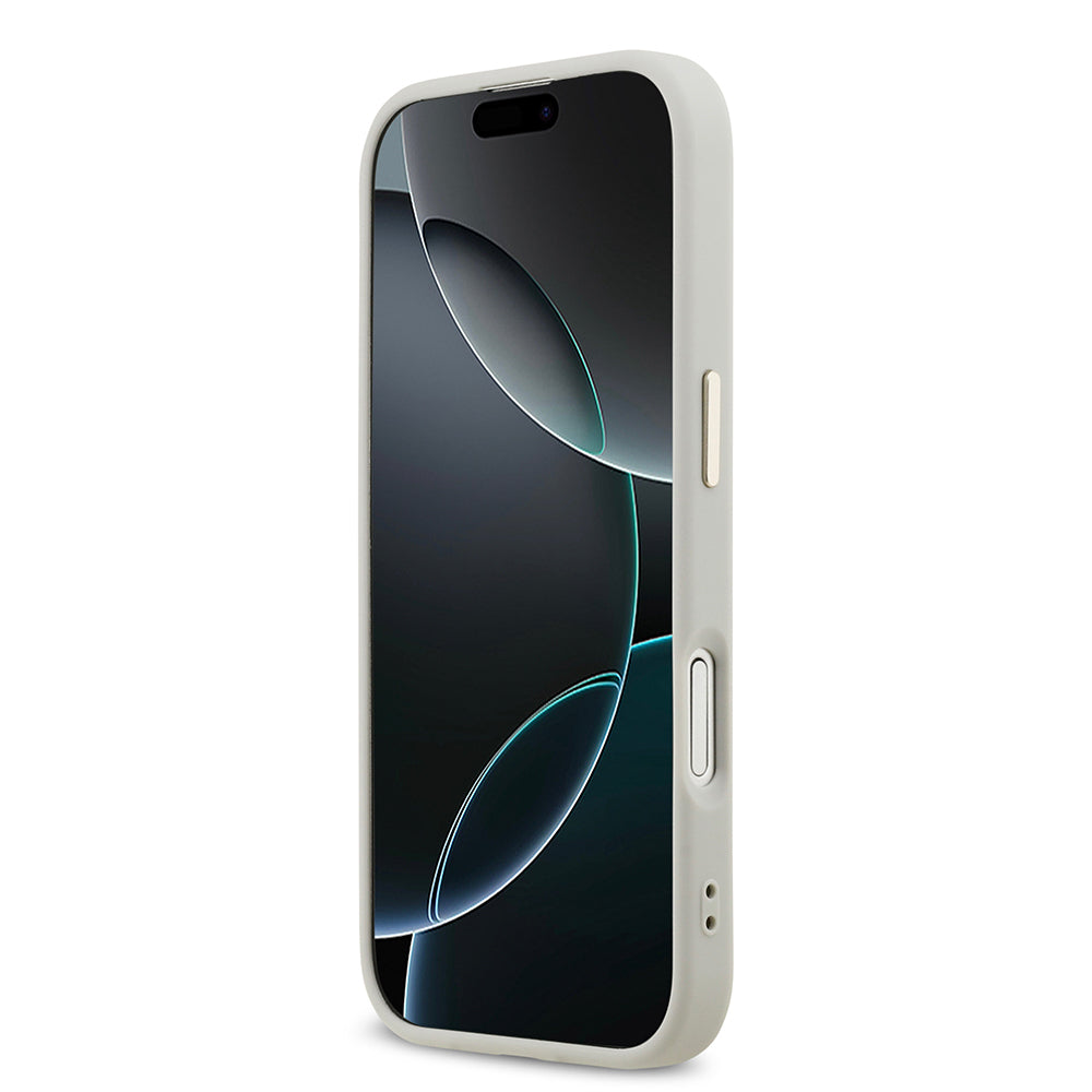 Apple iPhone 17 Kılıf Guess Orjinal Lisanslı 4G Büyük Metal Kamera Çerçeveli ve Logolu Glitter Kapak