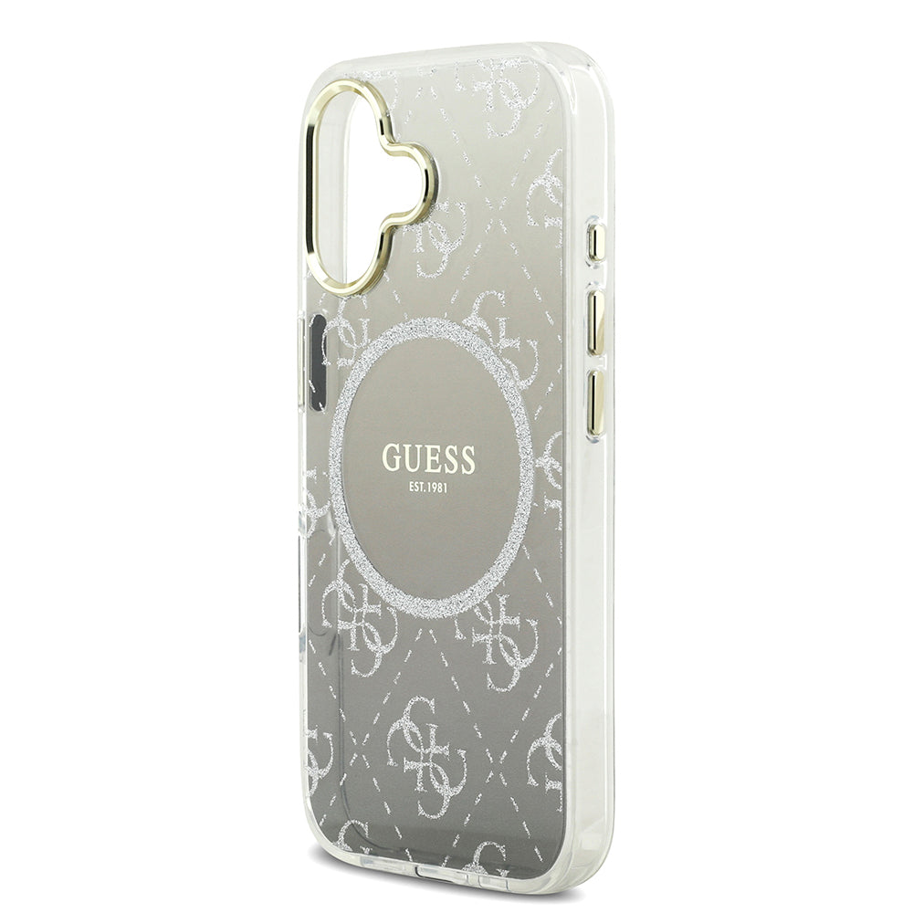 Apple iPhone 17 Kılıf Guess Orjinal Lisanslı M-safe Şarj Özellikli 4G Desenli Simli Silikon Kapak