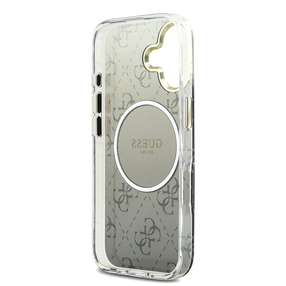Apple iPhone 17 Kılıf Guess Orjinal Lisanslı M-safe Şarj Özellikli 4G Desenli Simli Silikon Kapak