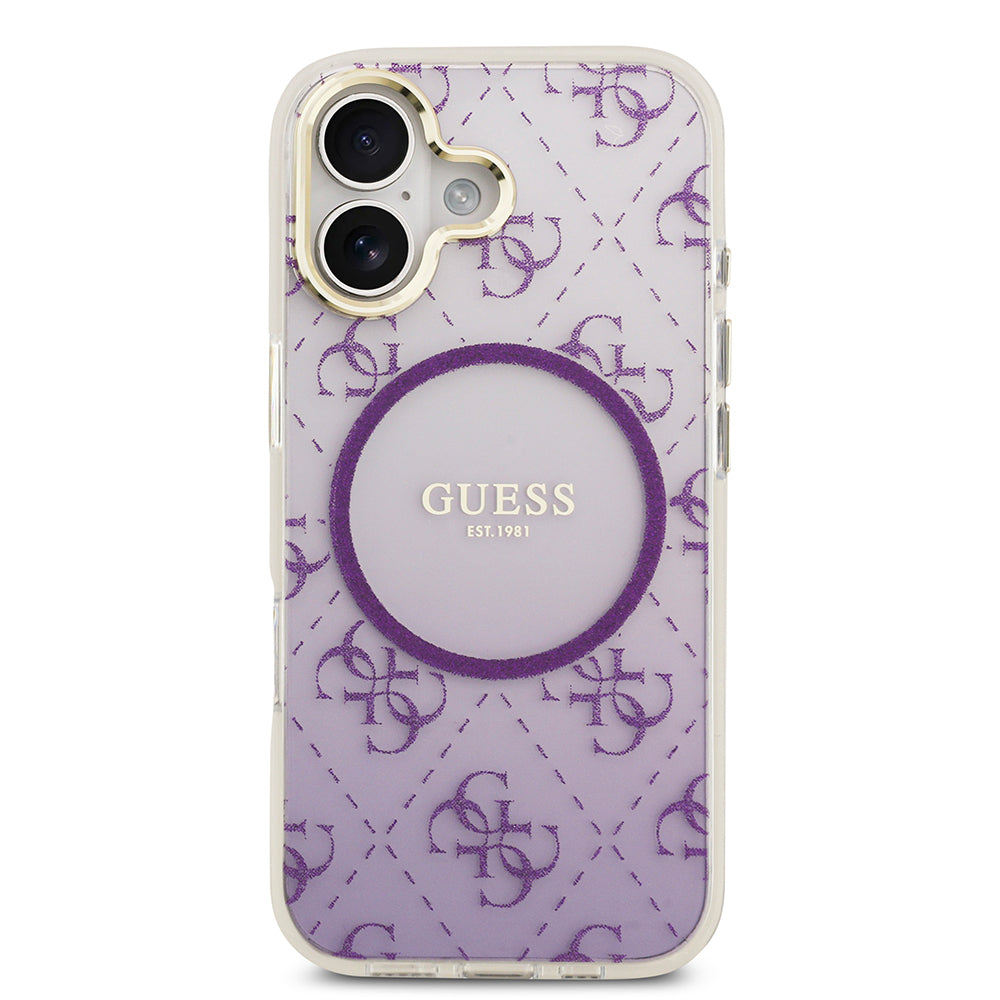 Apple iPhone 17 Kılıf Guess Orjinal Lisanslı M-safe Şarj Özellikli 4G Desenli Simli Silikon Kapak