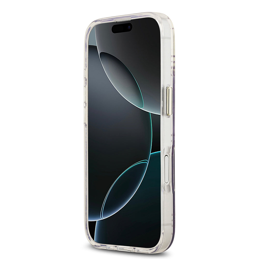Apple iPhone 17 Kılıf Guess Orjinal Lisanslı M-safe Şarj Özellikli 4G Desenli Simli Silikon Kapak
