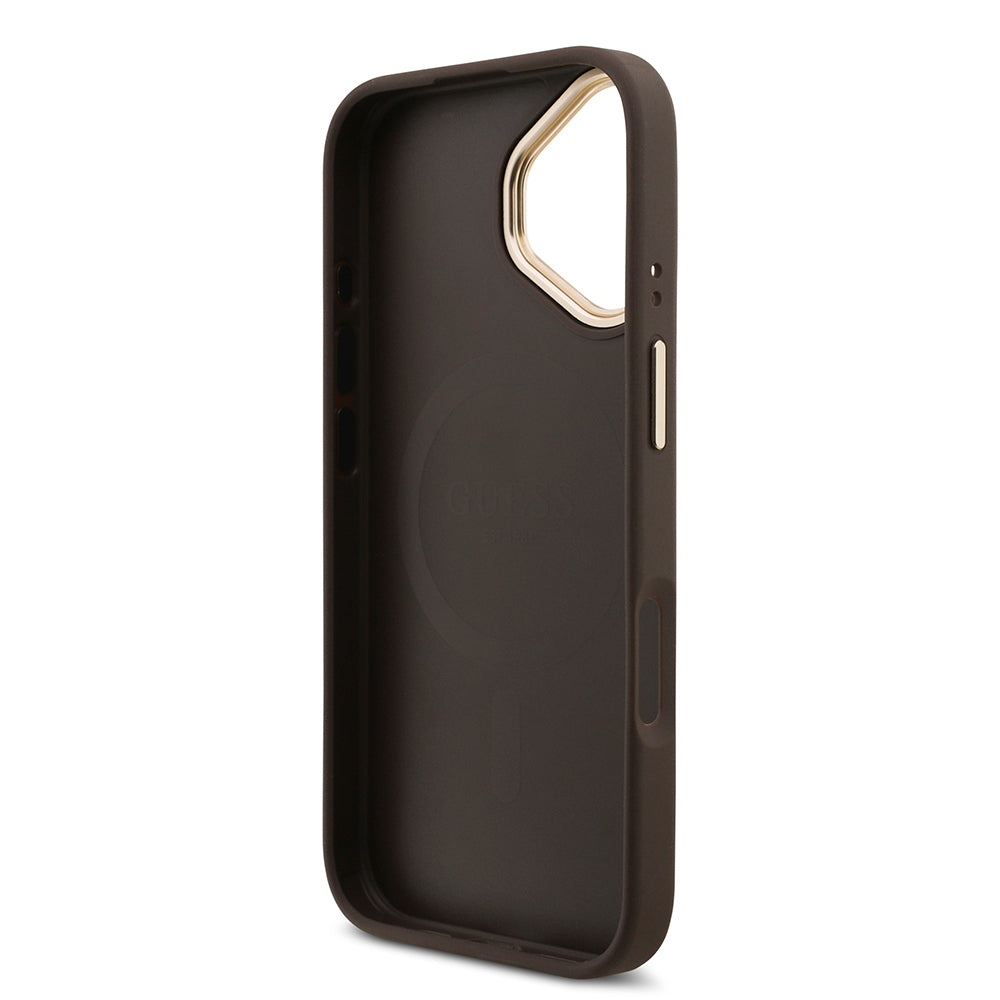 Apple iPhone 17 Kılıf Guess Orjinal Lisanslı M-safe Şarj Özellikli 4G Metal Büyük Logolu Kartlıklı Kapak