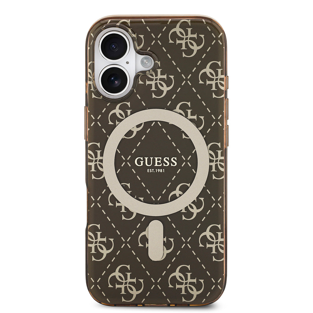 Apple iPhone 17 Kılıf Guess Orjinal Lisanslı M-safe Şarj Özellikli IML Baskılı Klasik Logolu 4G Desenli Kapak