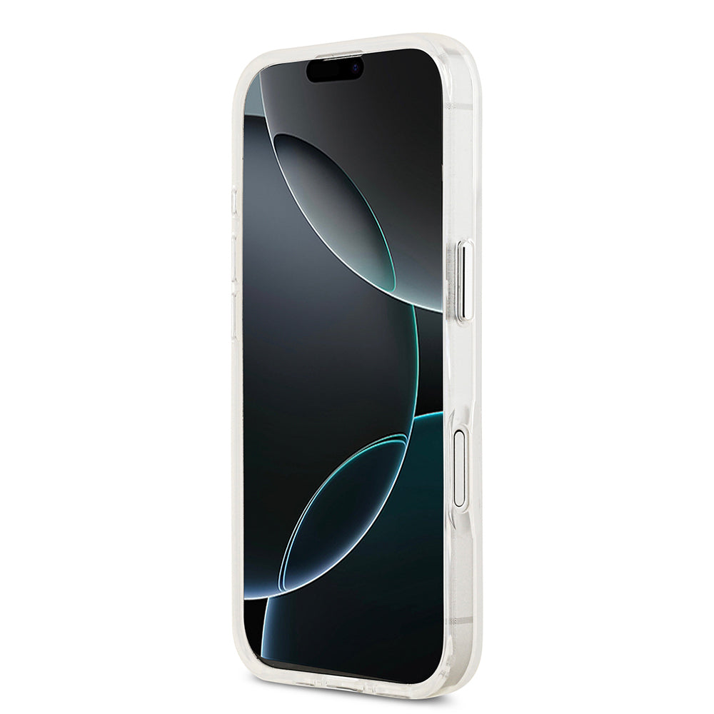 Apple iPhone 17 Kılıf Guess Orjinal Lisanslı M-safe Şarj Özellikli IML Baskılı Üçgen Logolu Metal Kamera Çerçeveli Kapak
