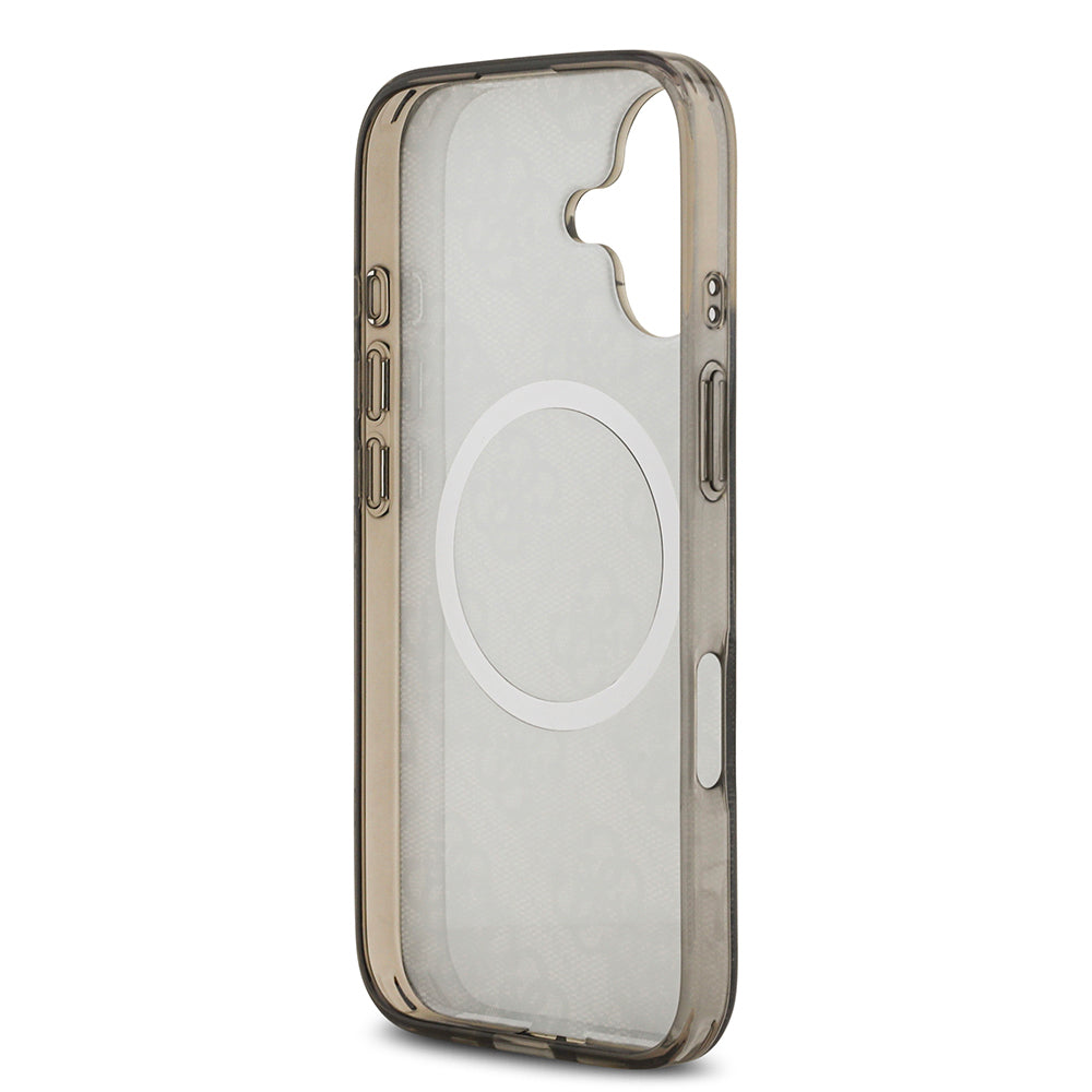 Apple iPhone 17 Kılıf Guess Orjinal Lisanslı M-safe Şarj Özellikli IML Peony ve 4G Desenli Klasik Logolu Kapak