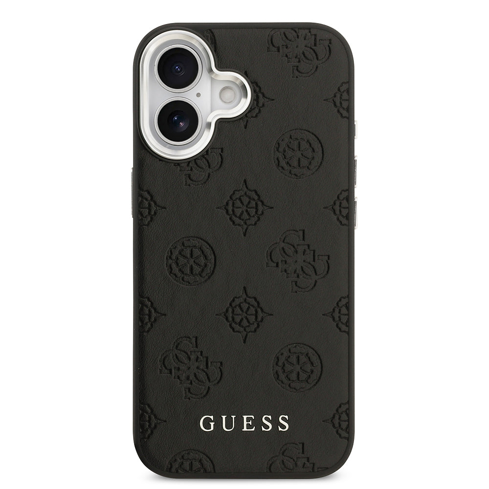 Apple iPhone 17 Kılıf Guess Orjinal Lisanslı M-safe Şarj Özellikli Sıcak Baskılı Klasik Yazı Logolu PU Deri Peony Kapak