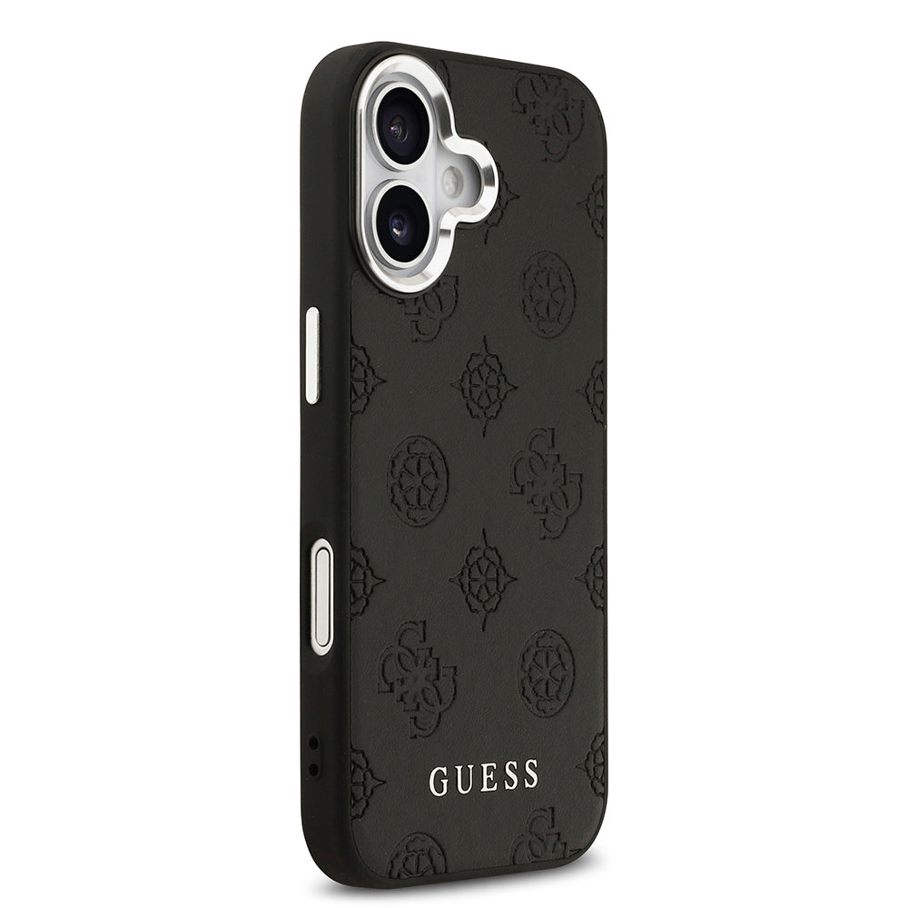 Apple iPhone 17 Kılıf Guess Orjinal Lisanslı M-safe Şarj Özellikli Sıcak Baskılı Klasik Yazı Logolu PU Deri Peony Kapak