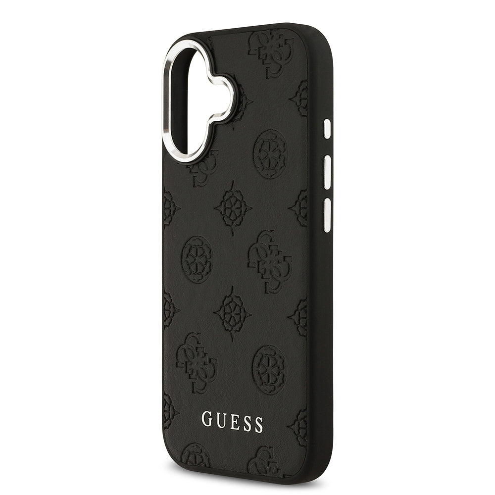 Apple iPhone 17 Kılıf Guess Orjinal Lisanslı M-safe Şarj Özellikli Sıcak Baskılı Klasik Yazı Logolu PU Deri Peony Kapak