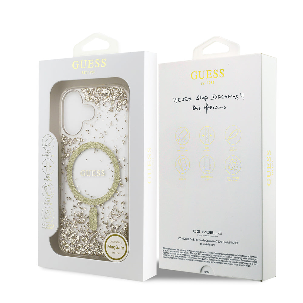 Apple iPhone 17 Kılıf Guess Orjinal Lisanslı M-safe Şarj Özellikli Transparan Resin Bottom Kapak