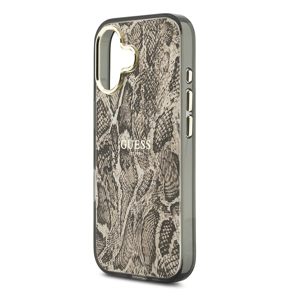 Apple iPhone 17 Kılıf Guess Orjinal Lisanslı M-safe Şarj Özellikli Yazı Logolu Python Desenli Kapak