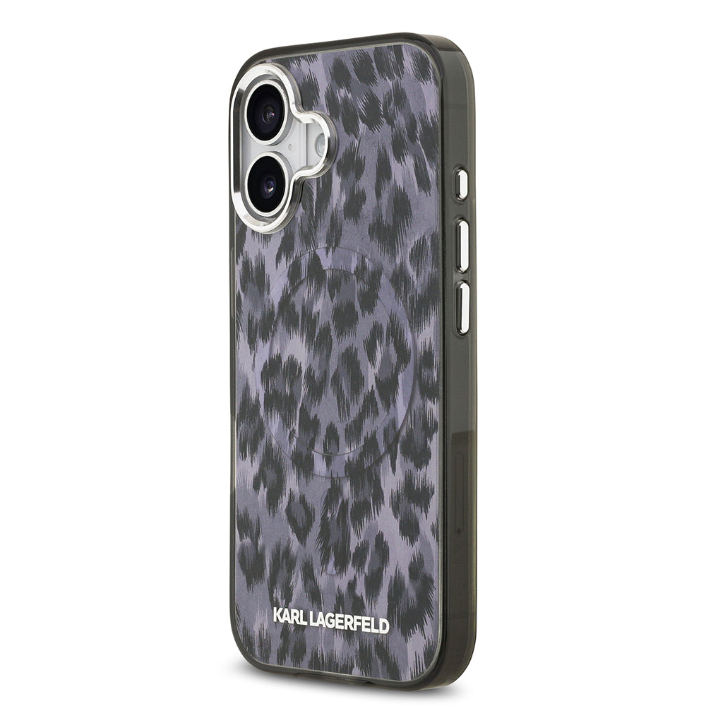 Apple iPhone 17 Kılıf Karl Lagerfeld Orjinal Lisanslı M-safe Şarj Özellikli IML Leopar Baskılı Kapak