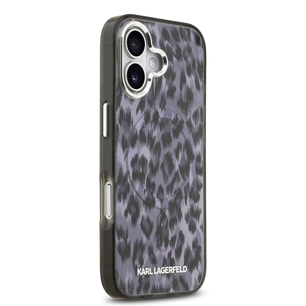Apple iPhone 17 Kılıf Karl Lagerfeld Orjinal Lisanslı M-safe Şarj Özellikli IML Leopar Baskılı Kapak