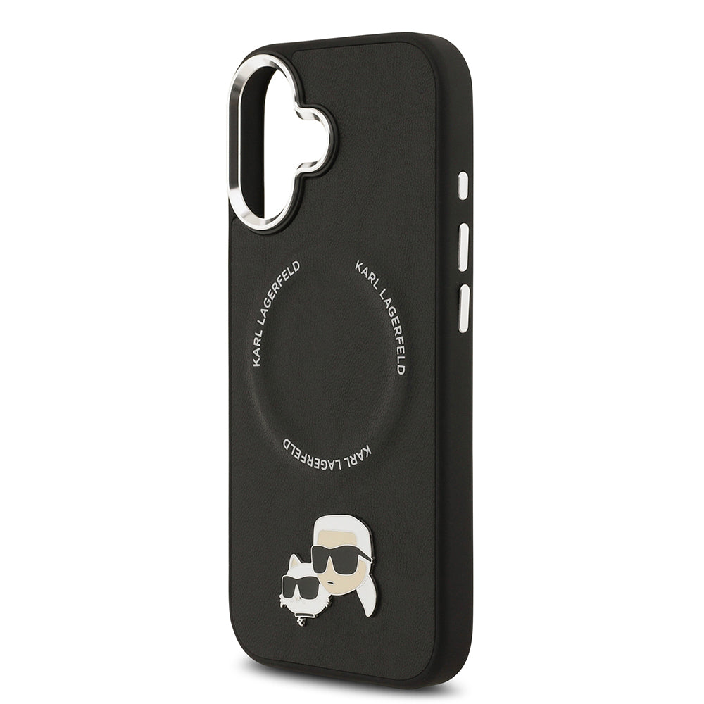 Apple iPhone 17 Kılıf Karl Lagerfeld Orjinal Lisanslı M-safe Şarj Özellikli Metal Kamera ve Buton Tasarımlı K&C PU Deri Kapak