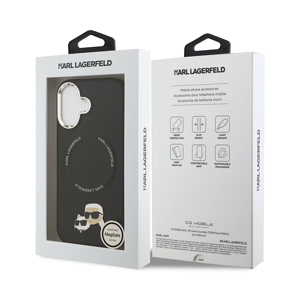 Apple iPhone 17 Kılıf Karl Lagerfeld Orjinal Lisanslı M-safe Şarj Özellikli Metal Kamera ve Buton Tasarımlı K&C PU Deri Kapak