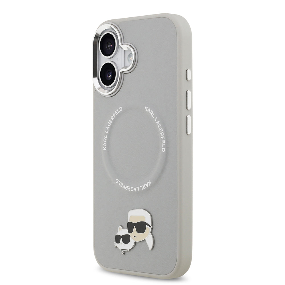 Apple iPhone 17 Kılıf Karl Lagerfeld Orjinal Lisanslı M-safe Şarj Özellikli Metal Kamera ve Buton Tasarımlı K&C PU Deri Kapak