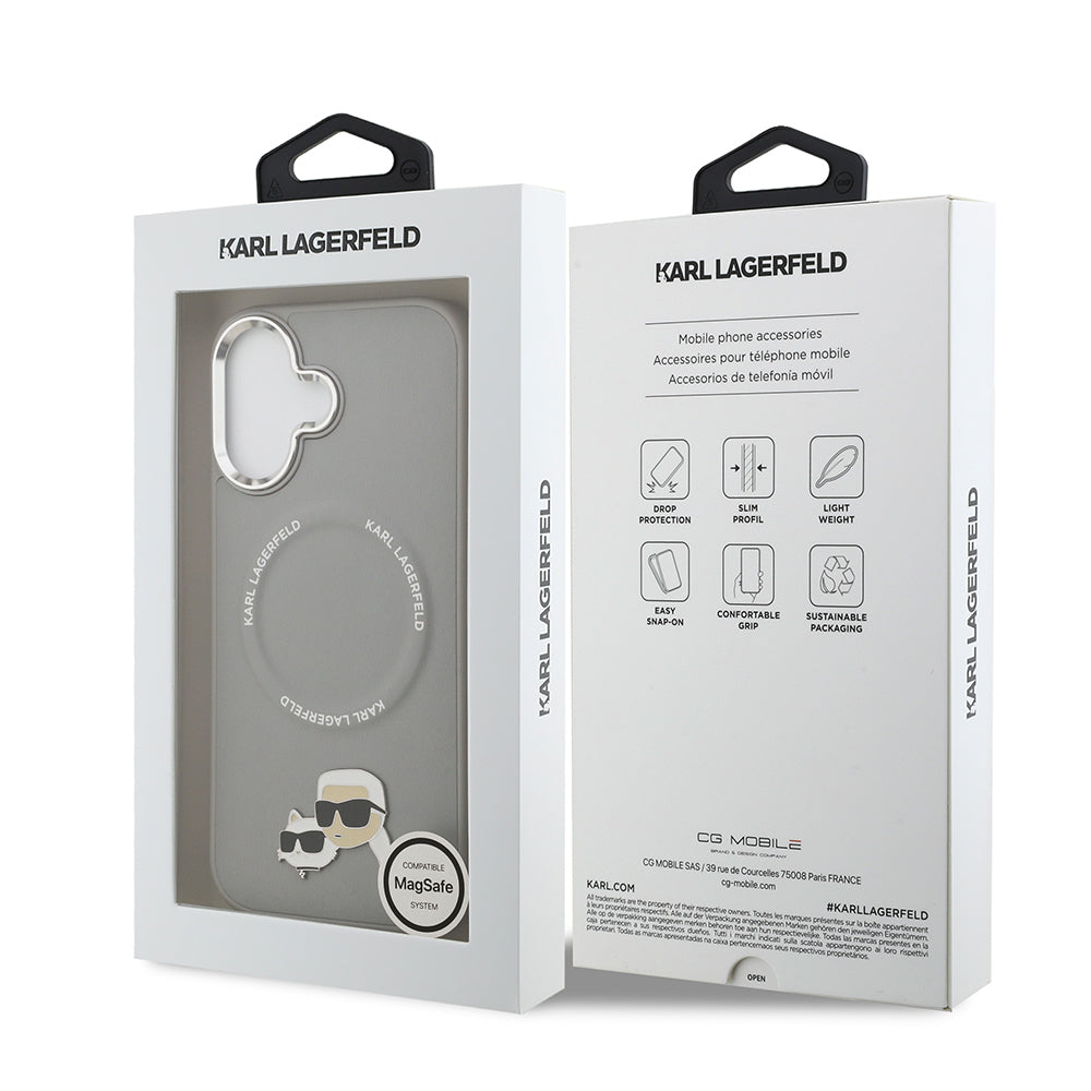 Apple iPhone 17 Kılıf Karl Lagerfeld Orjinal Lisanslı M-safe Şarj Özellikli Metal Kamera ve Buton Tasarımlı K&C PU Deri Kapak