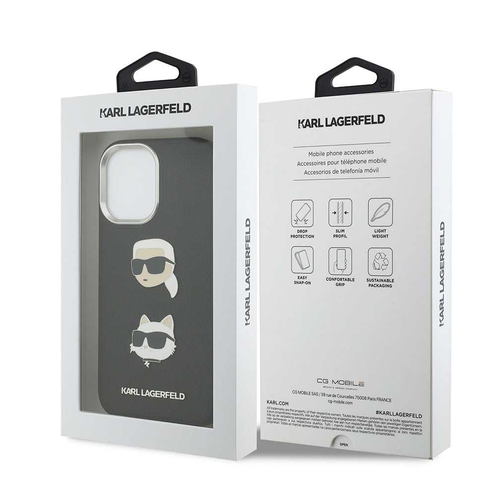 Apple iPhone 17 Kılıf Karl Lagerfeld Orjinal Lisanslı Metal Logolu K&C Heads Pin Kapak