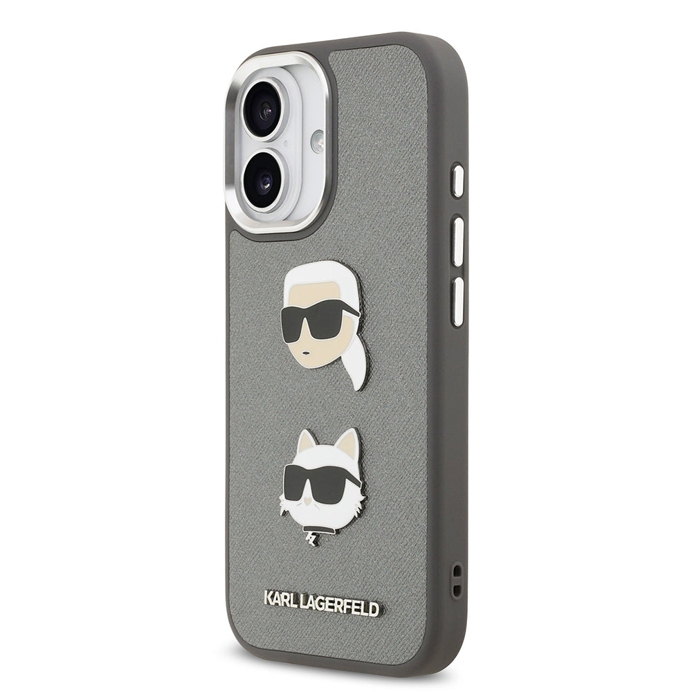 Apple iPhone 17 Kılıf Karl Lagerfeld Orjinal Lisanslı Metal Logolu K&C Heads Pin Kapak