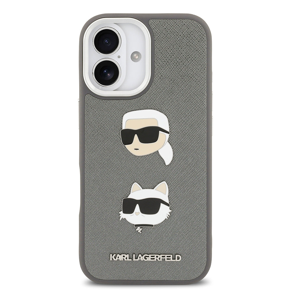 Apple iPhone 17 Kılıf Karl Lagerfeld Orjinal Lisanslı Metal Logolu K&C Heads Pin Kapak