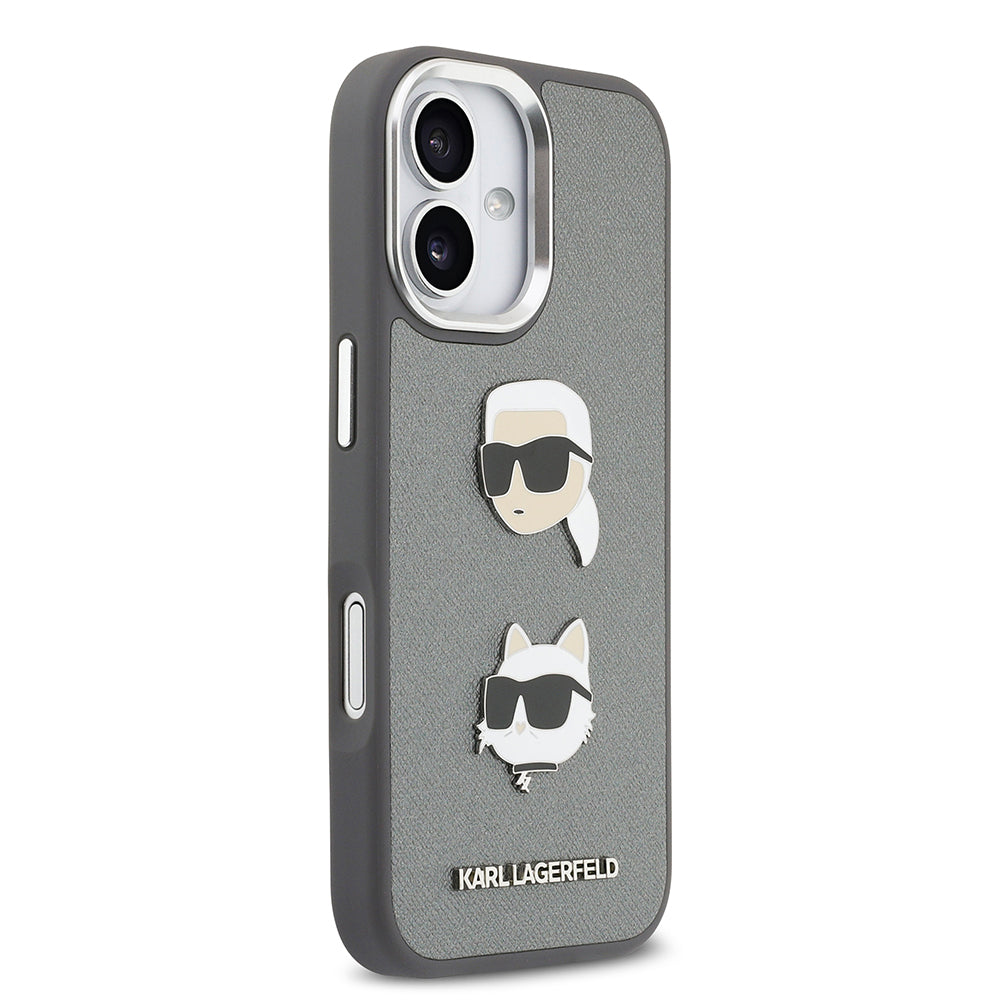 Apple iPhone 17 Kılıf Karl Lagerfeld Orjinal Lisanslı Metal Logolu K&C Heads Pin Kapak