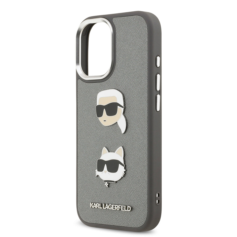 Apple iPhone 17 Kılıf Karl Lagerfeld Orjinal Lisanslı Metal Logolu K&C Heads Pin Kapak