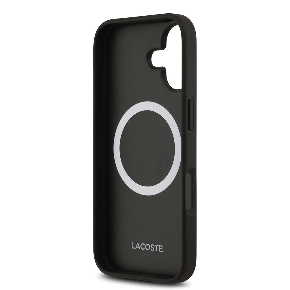 Apple iPhone 17 Kılıf Lacoste Orjinal Lisanslı M-safe Şarj Özellikli PU Deri Tasarımlı Kartlıklı Karışık Monogram Desenli Kapak