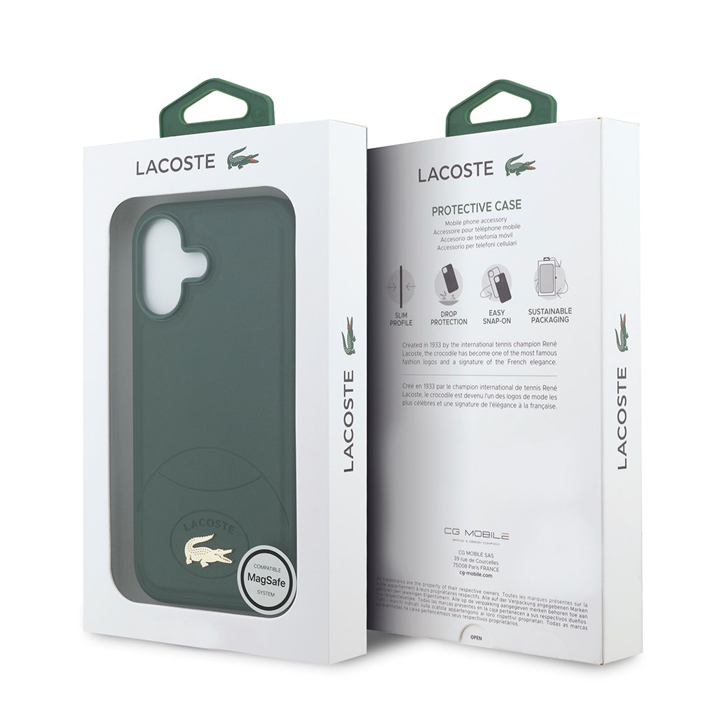 Apple iPhone 17 Kılıf Lacoste Orjinal Lisanslı M-safe Şarj Özellikli PU Deri Tasarımlı Metal Logolu Kapak