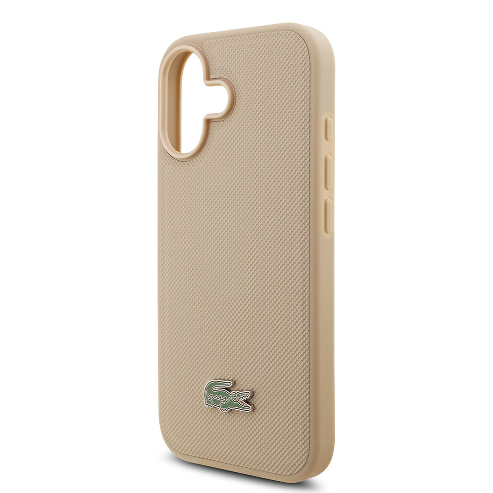 Apple iPhone 17 Kılıf Lacoste Orjinal Lisanslı M-safe Şarj Özellikli PU Pike Desenli Metal Logolu Kartlıklı Kapak